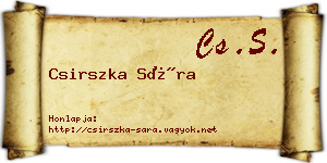 Csirszka Sára névjegykártya